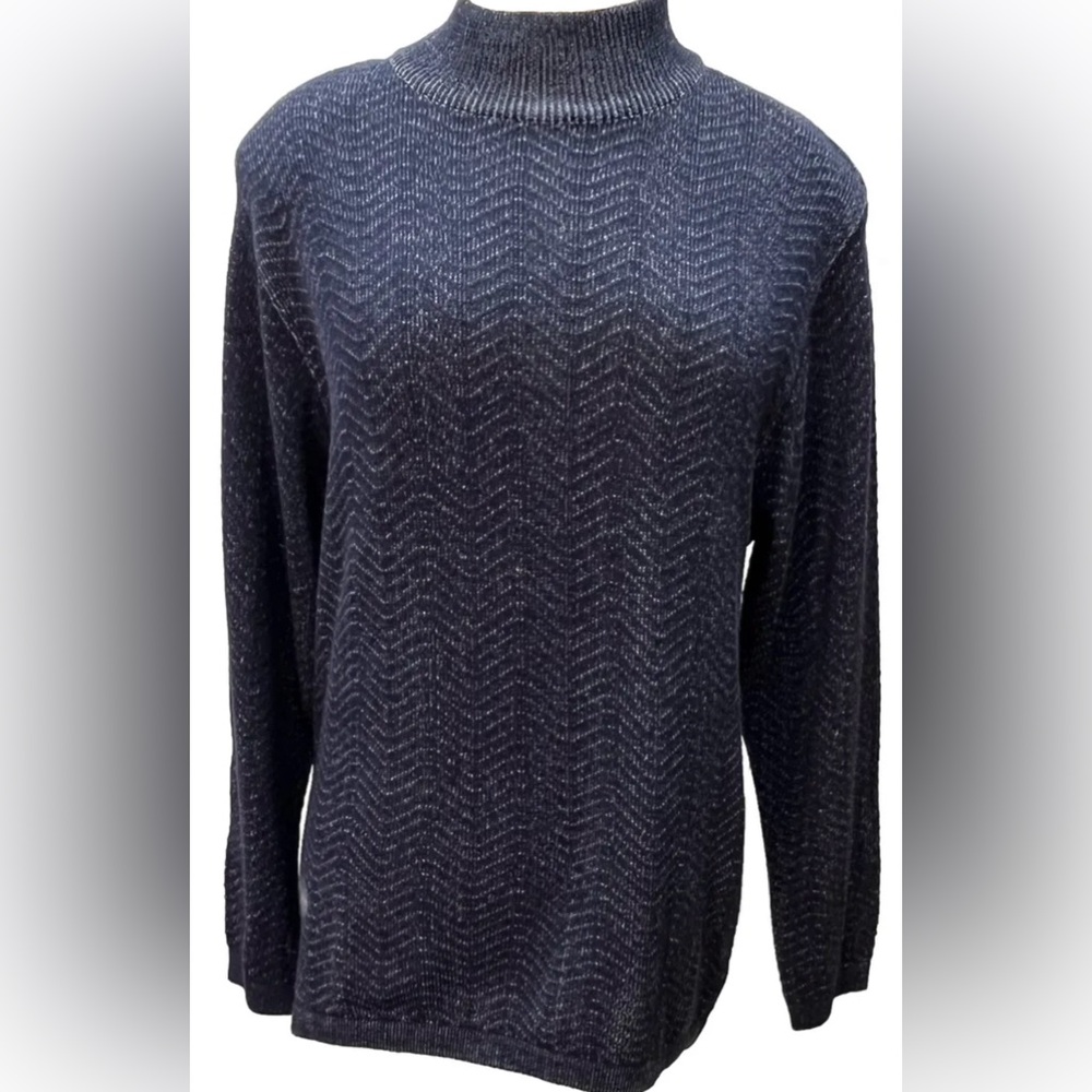 Rochelle California Blue Mock Neck Sweater Size Medium Vintage 1980’s